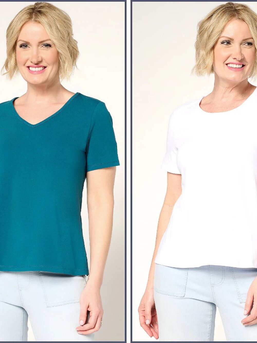 Women with Control Washed Cotton 2-Pack Tee Set, Sz 1X a691344